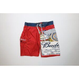 Vintage Y2K Anheuser Busch Budweiser Mens 38 All Over Print Board Shorts Trunks